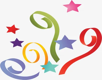 手绘彩色可爱星星丝带免抠