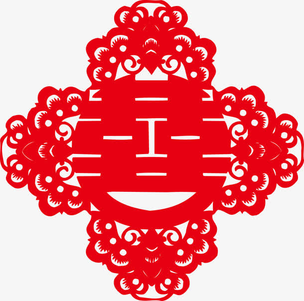 红色喜字贴纸免抠