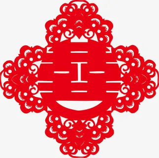 红色喜字贴纸免抠
