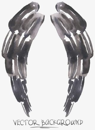 毛笔画翅膀矢量免抠