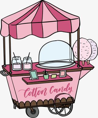 手绘粉红色手推车免抠