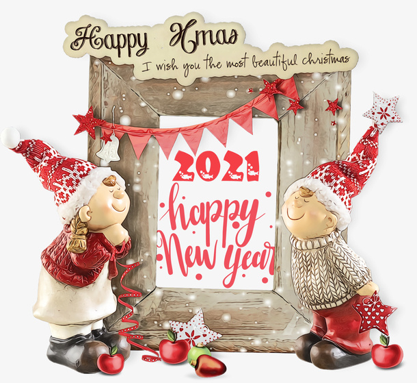 冬季新年相框免抠