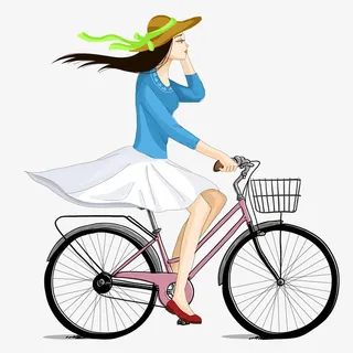 骑单车的漂亮女孩免抠