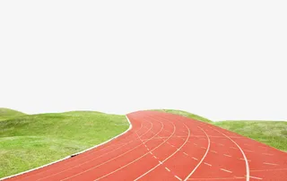 手绘红色草地跑道免抠