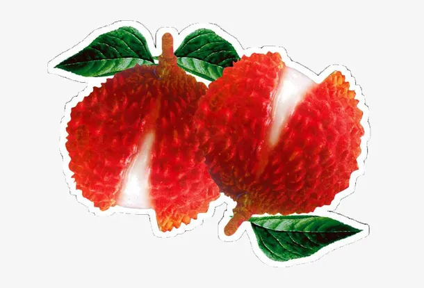两只开口的红荔枝免抠
