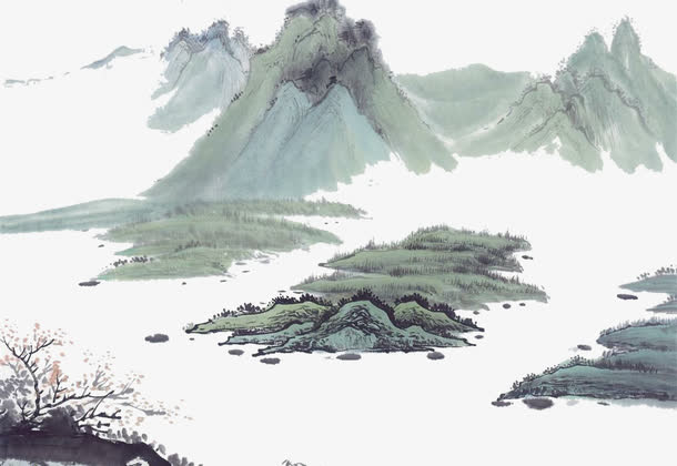 水墨画山免抠