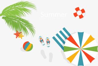 夏日沙滩度假免抠