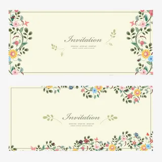 卡通花卉邀请卡矢量素材免抠