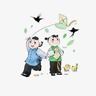 春天到来了，放风筝免抠节日端午节元素