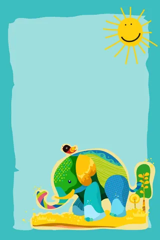 矢量卡通动物大象边框背景高清