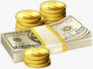 手绘金币美元宣传页免抠