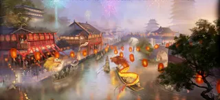 中国风春节河流灯笼免抠