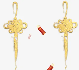 金色手绘中国结psd分层图免抠