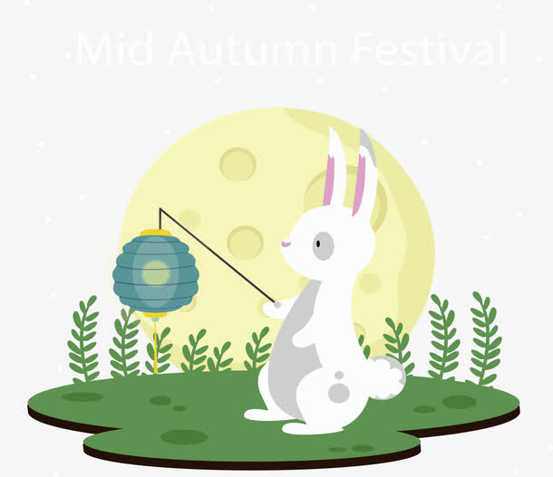 拿着灯笼的玉兔免抠