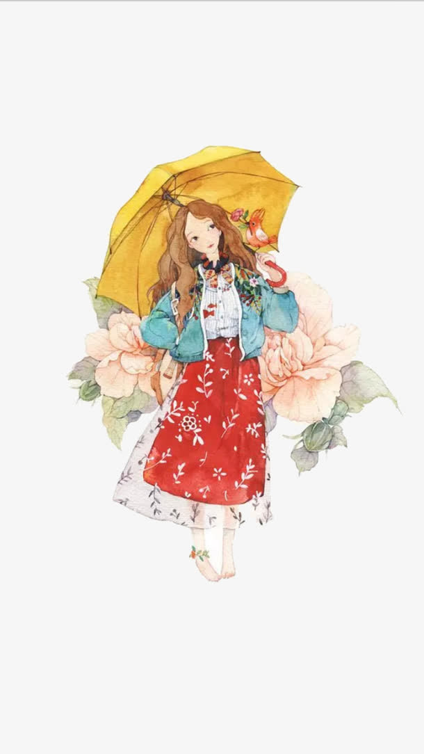 唯美手绘人物插画免抠