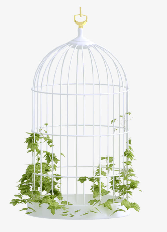 卡通手绘白色鸟笼免抠