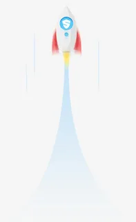 飞天的白色卡通火箭免抠