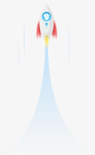 飞天的白色卡通火箭免抠