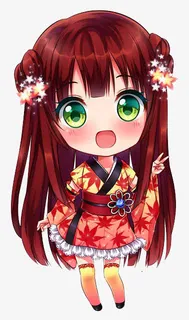 枫叶图案和服少女免抠