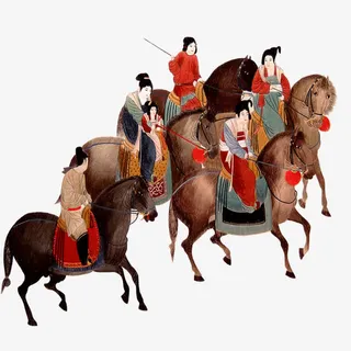 古人骑马图免抠