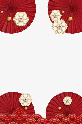 红色中国风伞面背景