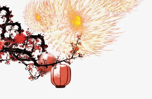 传统梅花灯笼烟花免抠