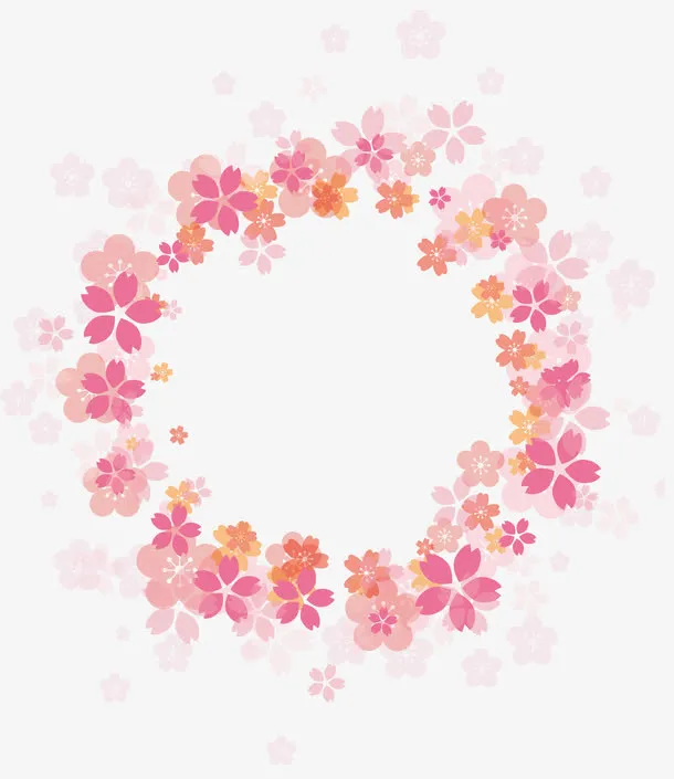 粉色浪漫花圈边框纹理免抠