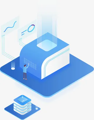 卡通手绘工作人员和智能仪器海报免抠