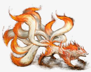 手绘动物九尾狐狸免抠免抠