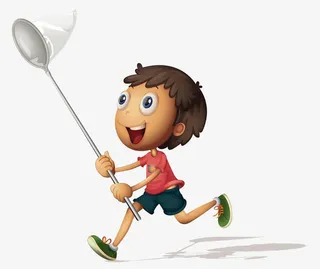 跑步捉蝴蝶的男孩免抠