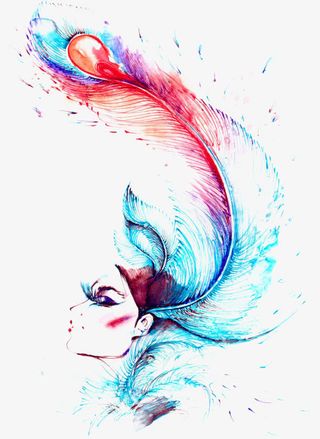 时尚水彩手绘人物免抠