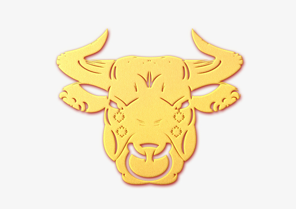 金色立体牛头免抠