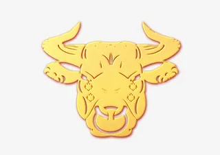 金色立体牛头免抠