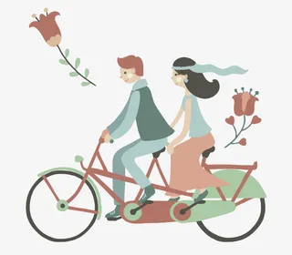 春天情侣出游小清新背景