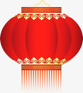 手绘红色元旦促销灯笼免抠