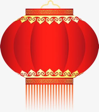 手绘红色元旦促销灯笼免抠
