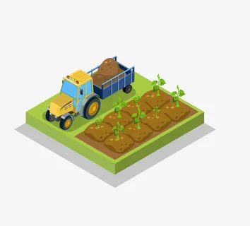 等距城市插画2.5D立体农场种免抠