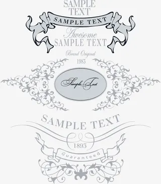 矢量复古飘带花纹免抠