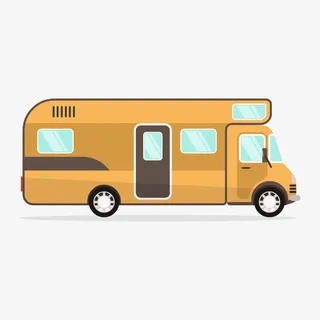 黄色房车汽车免抠