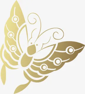 黄色镂空蝴蝶七夕情人节免抠