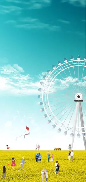 春天油菜花开免抠背景卡通/手绘元素 春天油菜花开免抠背景卡通/手绘元素