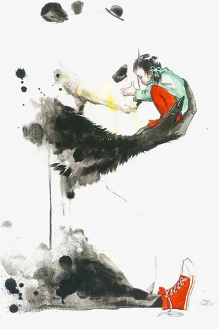 水彩创意女孩免抠