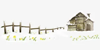 卡通雪地雪屋顶免抠