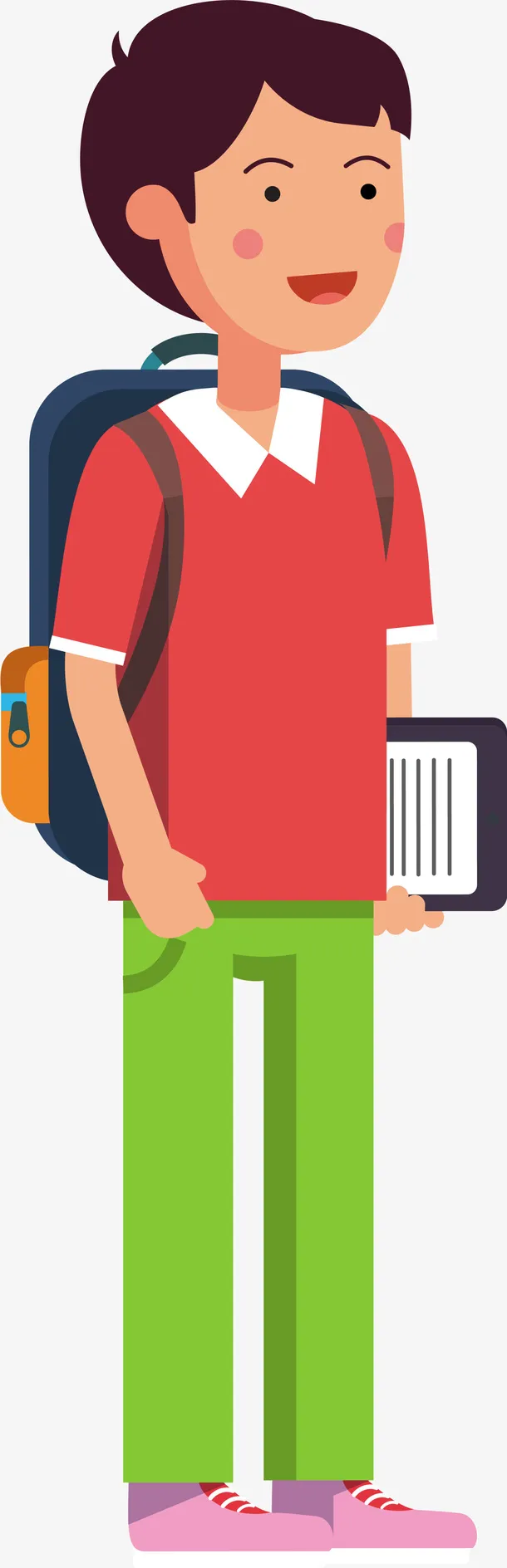 中小学生开学日背书包的男孩免抠