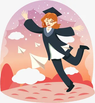 创意毕业季插画元素免抠