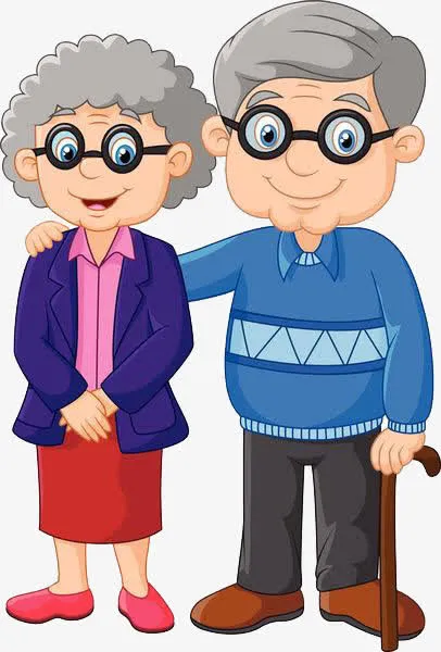 戴眼镜的两个老人免抠