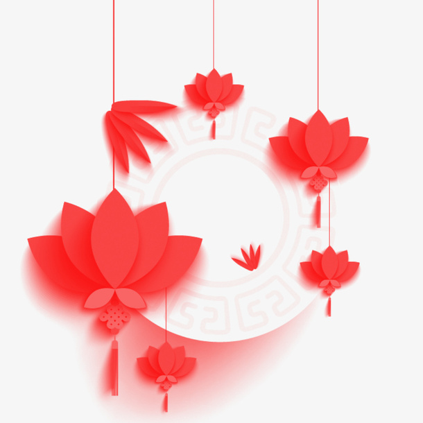 红色国风节日装饰免抠