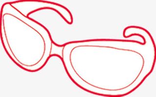 手绘红色喜庆眼镜春节免抠