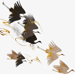 国风鹤群齐飞免抠