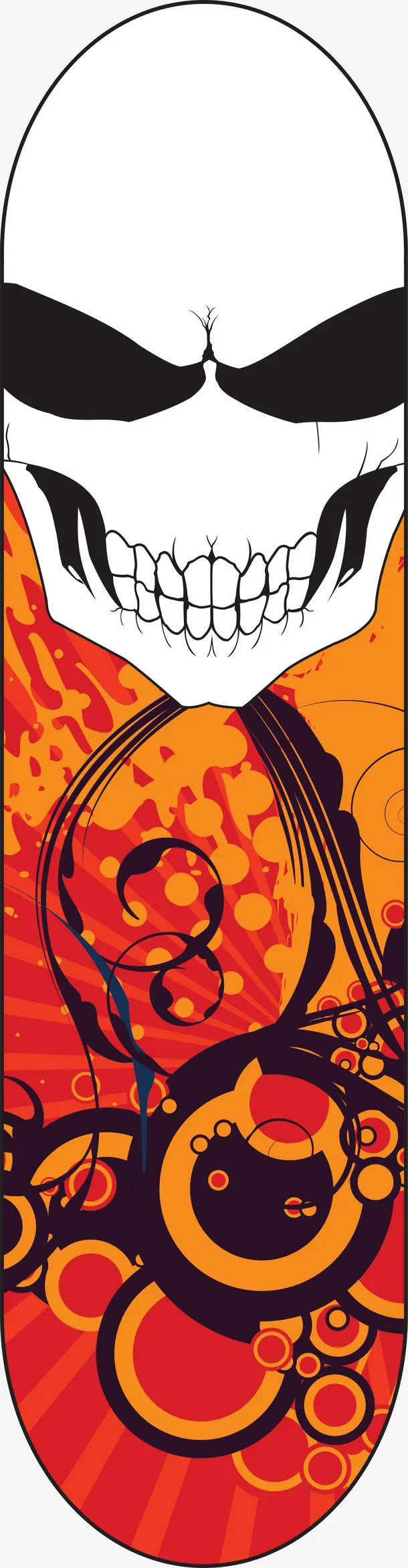 花纹骷髅滑板免抠